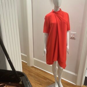 Love Moschino Red Mini Dress Short Sleeve Mock Neck.  Side pockets. NWOT